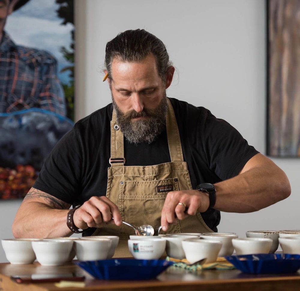 Cupping coffee in Level Ground Tasting Room